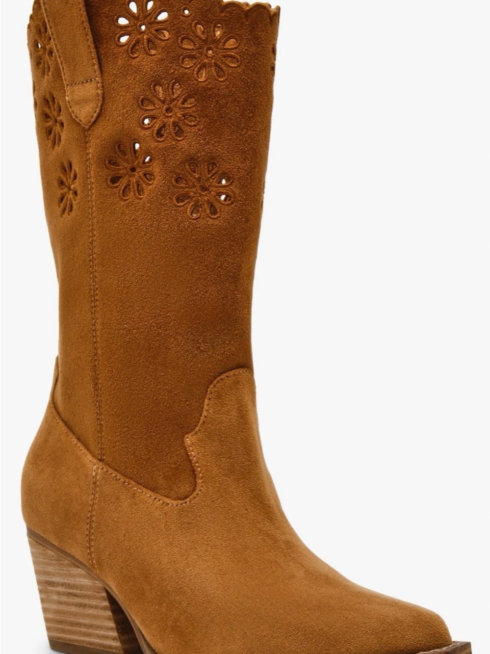 NWOT Suede Mid-Calf Western Boot - Tan